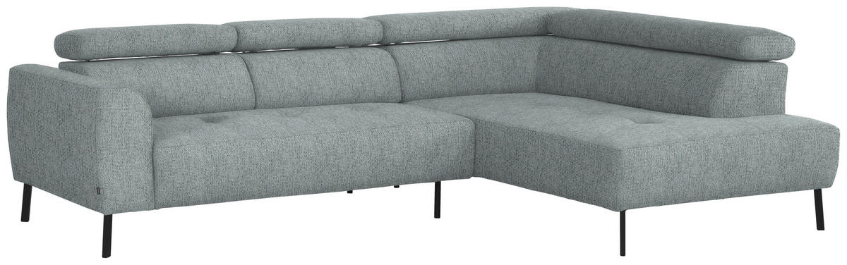 ECKSOFA in Webstoff Grau  - Schwarz/Grau, Design, Textil/Metall (280/205cm) - MID.YOU