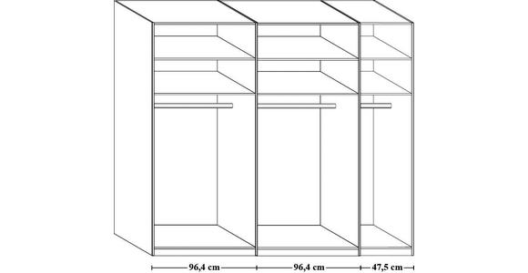 SCHWEBETÜRENSCHRANK  in Eichefarben, Champagner  - Champagner/Eichefarben, KONVENTIONELL, Glas/Holz (250/217/67cm) - Dieter Knoll