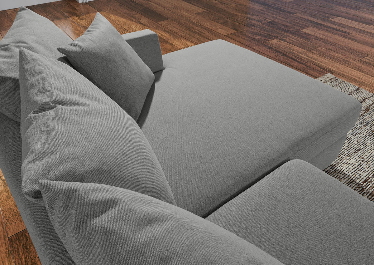 ECKSOFA in Flachgewebe Grau  - Schwarz/Grau, Design, Kunststoff/Textil (235/175cm) - home24