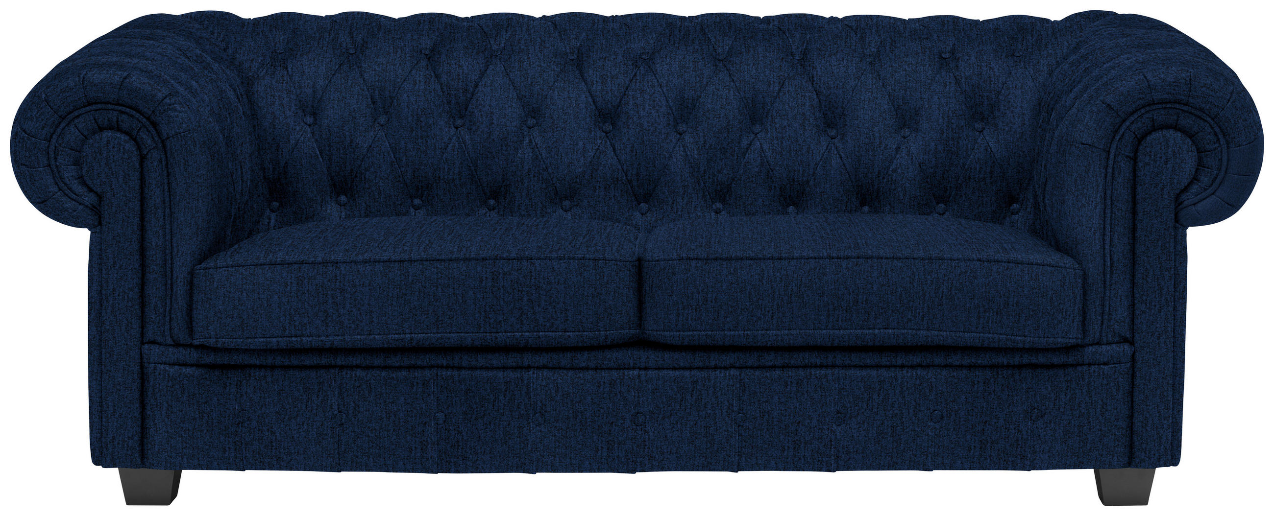 CHESTERFIELD-SOFA in Webstoff Dunkelblau  - Wengefarben/Dunkelblau, Lifestyle, Holz/Textil (206/76,5/96cm) - Landscape