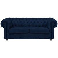 CHESTERFIELD-SOFA in Webstoff Dunkelblau  - Wengefarben/Dunkelblau, Lifestyle, Holz/Textil (206/76,5/96cm) - Landscape