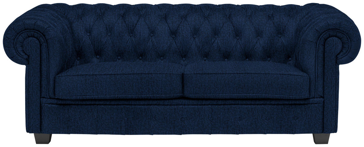 CHESTERFIELD-SOFA in Webstoff Dunkelblau  - Wengefarben/Dunkelblau, Lifestyle, Holz/Textil (206/76,5/96cm) - Landscape