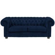 CHESTERFIELD-SOFA Webstoff Dunkelblau  - Wengefarben/Dunkelblau, LIFESTYLE, Holz/Textil (206/76,5/96cm) - Landscape
