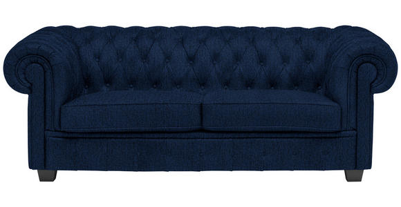 CHESTERFIELD-SOFA Webstoff Dunkelblau  - Wengefarben/Dunkelblau, LIFESTYLE, Holz/Textil (206/76,5/96cm) - Landscape
