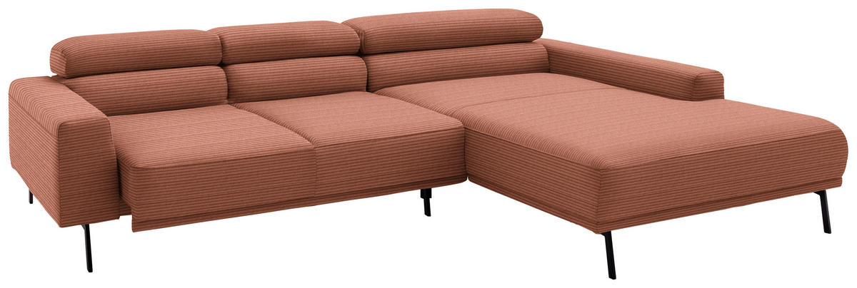 ECKSOFA Cord Rostfarben  - Rostfarben/Schwarz, Design, Textil/Metall (293/215-217cm) - Schöner Wohnen