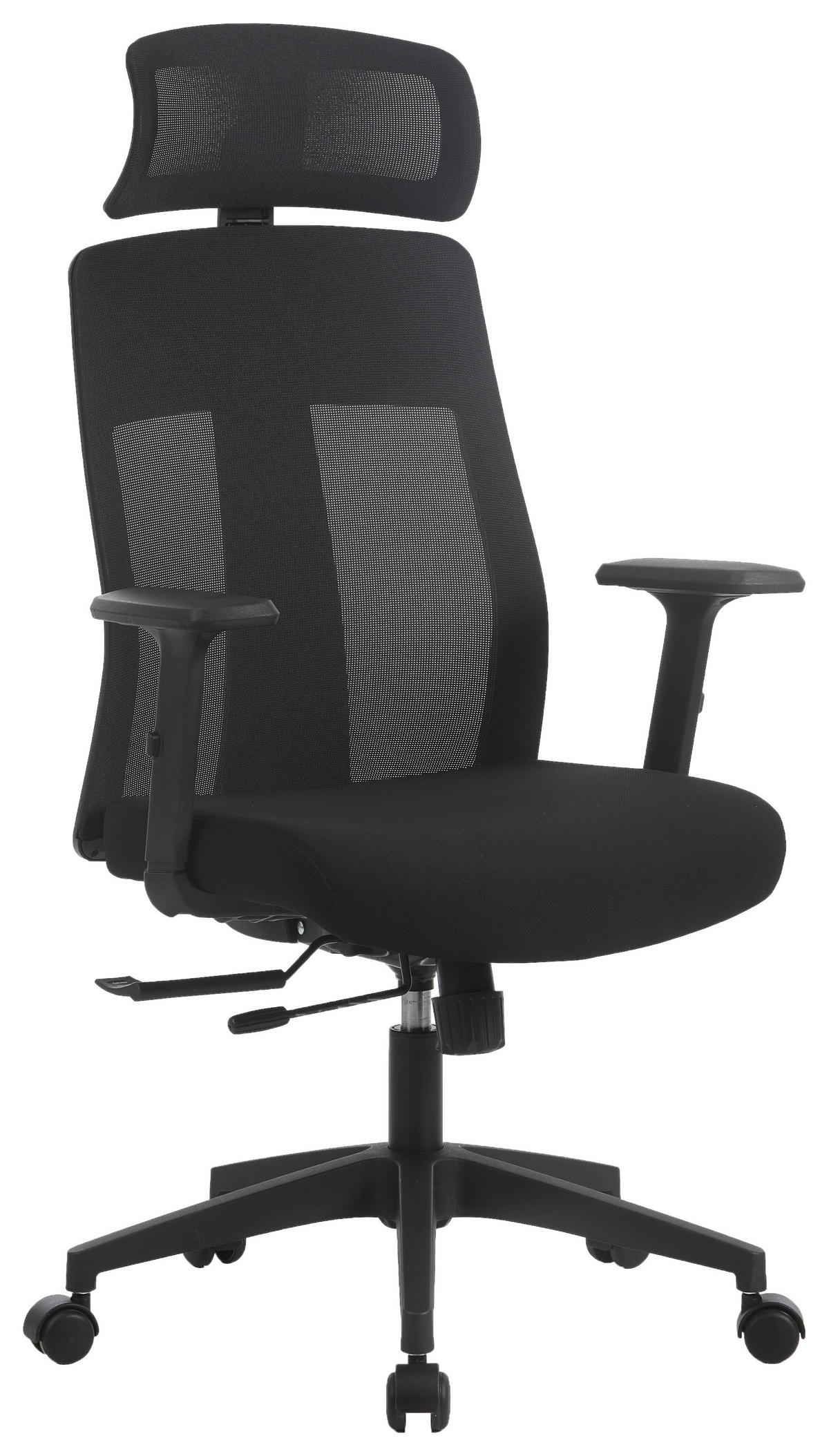 SCAUN ROTATIV  plasă tensionată, țesătură negru  - negru, Konventionell, plastic/textil (66/117-125/66cm) - Novel