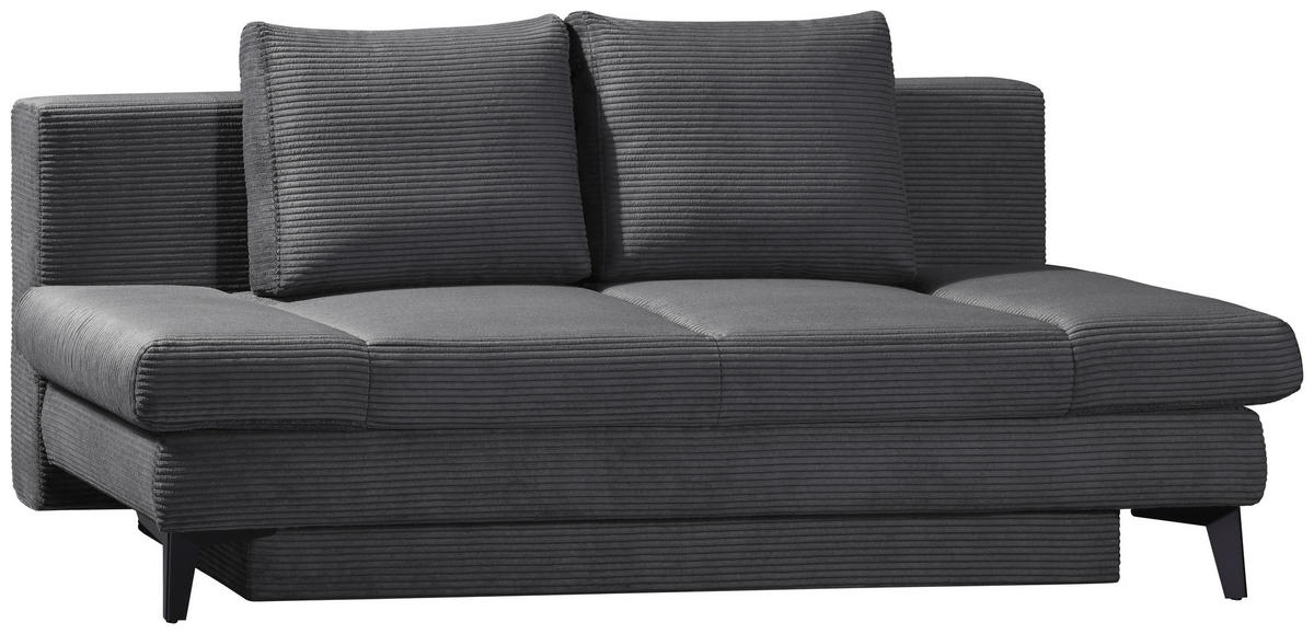 SCHLAFSOFA Cord Anthrazit  inkl. Bettkasten, Schlaffunktion, Armteilverstellung  - Anthrazit/Schwarz, Design, Textil/Metall (200/85/90cm) - Novel
