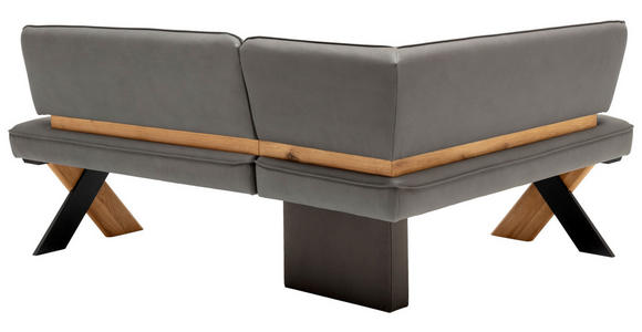 ECKBANK 145/188 cm Flachgewebe Dunkelgrau Eiche massiv   - Wildeiche/Dunkelgrau, KONVENTIONELL, Holz/Textil (145/188cm) - Venda