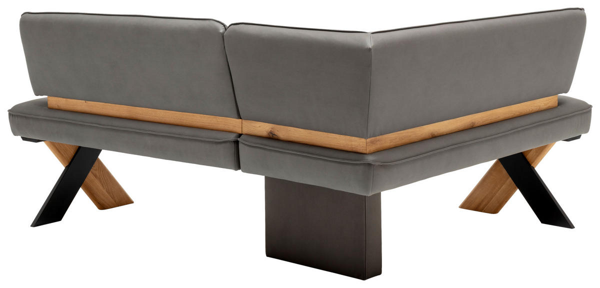 ECKBANK 145/188 cm Flachgewebe Dunkelgrau Eiche massiv   - Wildeiche/Dunkelgrau, KONVENTIONELL, Holz/Textil (145/188cm) - Venda