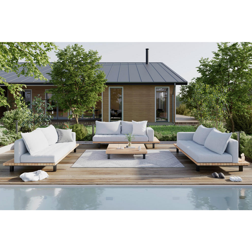 Ambia Garden TERASOVÁ SEDACIA SÚPRAVA 4-dielne, drevo, kov, textil