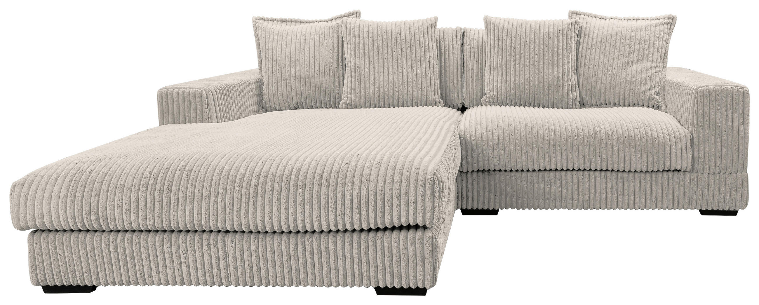 ECKSOFA  in Cord Hellgrau  195/285 cm  - Hellgrau/Schwarz, Design, Kunststoff/Textil (195/285cm) - MID.YOU