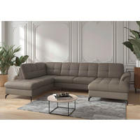 WOHNLANDSCHAFT in Echtleder Grau  - Schwarz/Grau, MODERN, Leder/Metall (212/319/164cm) - Sit & More