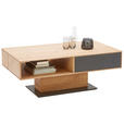 COUCHTISCH Eiche massiv Farbglas 115/65/44 cm rechteckig Anthrazit, Eichefarben  - Eichefarben/Anthrazit, Natur, Glas/Holz (115/65/44cm) - Waldwelt
