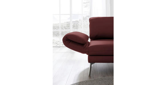 RÉCAMIERE in Echtleder Rot - Chromfarben/Rot, Design, Leder/Metall (209/85-109/95-16cm) - Dieter Knoll