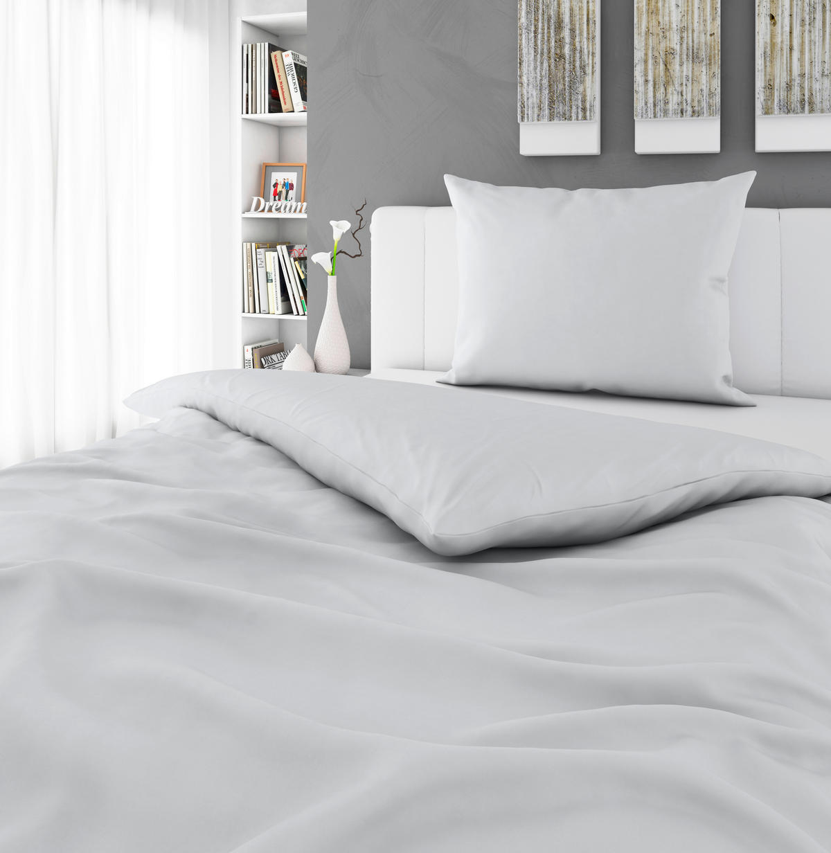 POSTELJINA 140/200 cm  TANJA  - srebrne boje, Basics, tekstil (140/200cm) - Novel