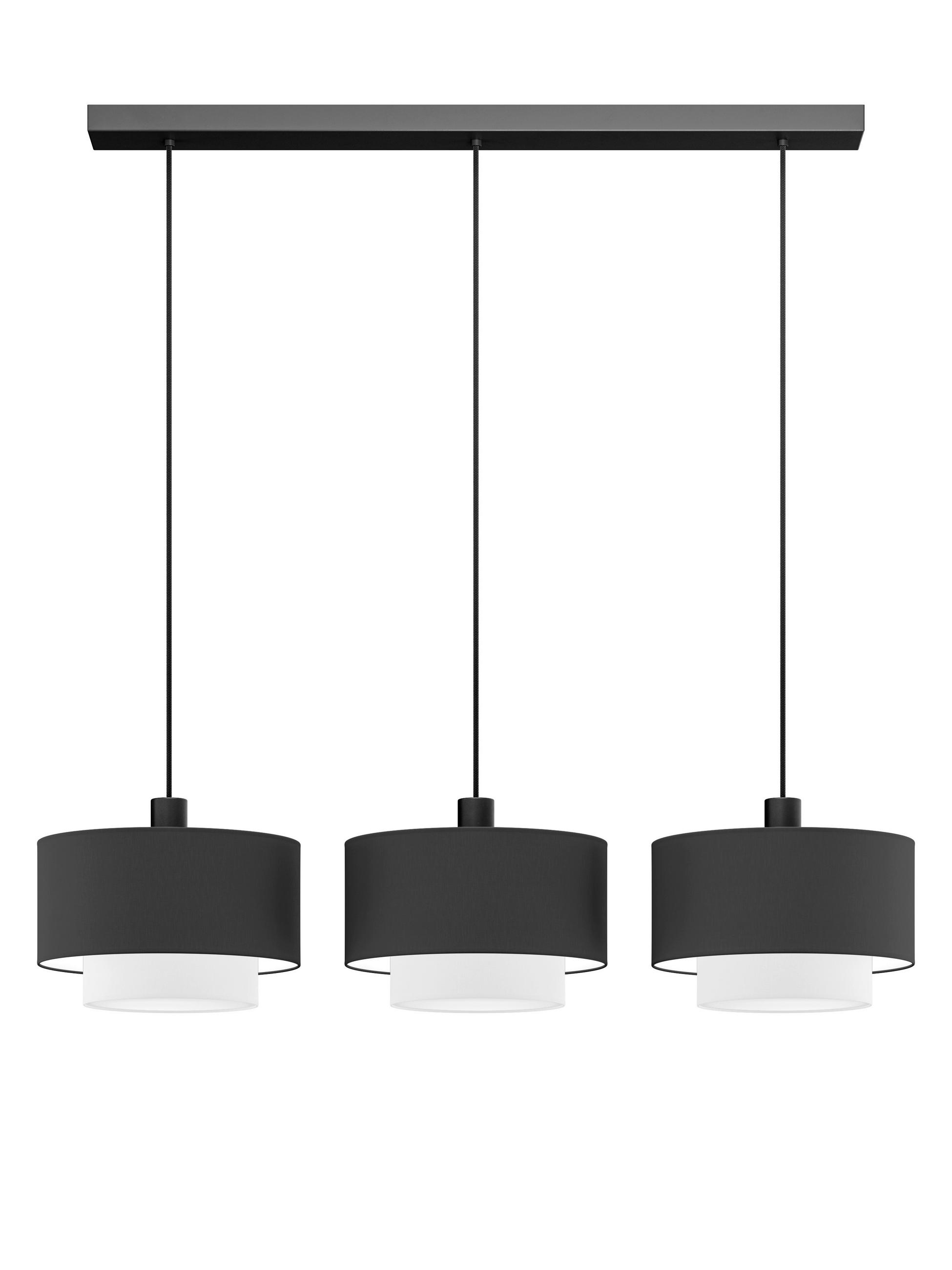 FÜGGŐLÁMPA 30/20/130 cm  - fekete/fehér, Basics, műanyag/textil (30/20/130cm)