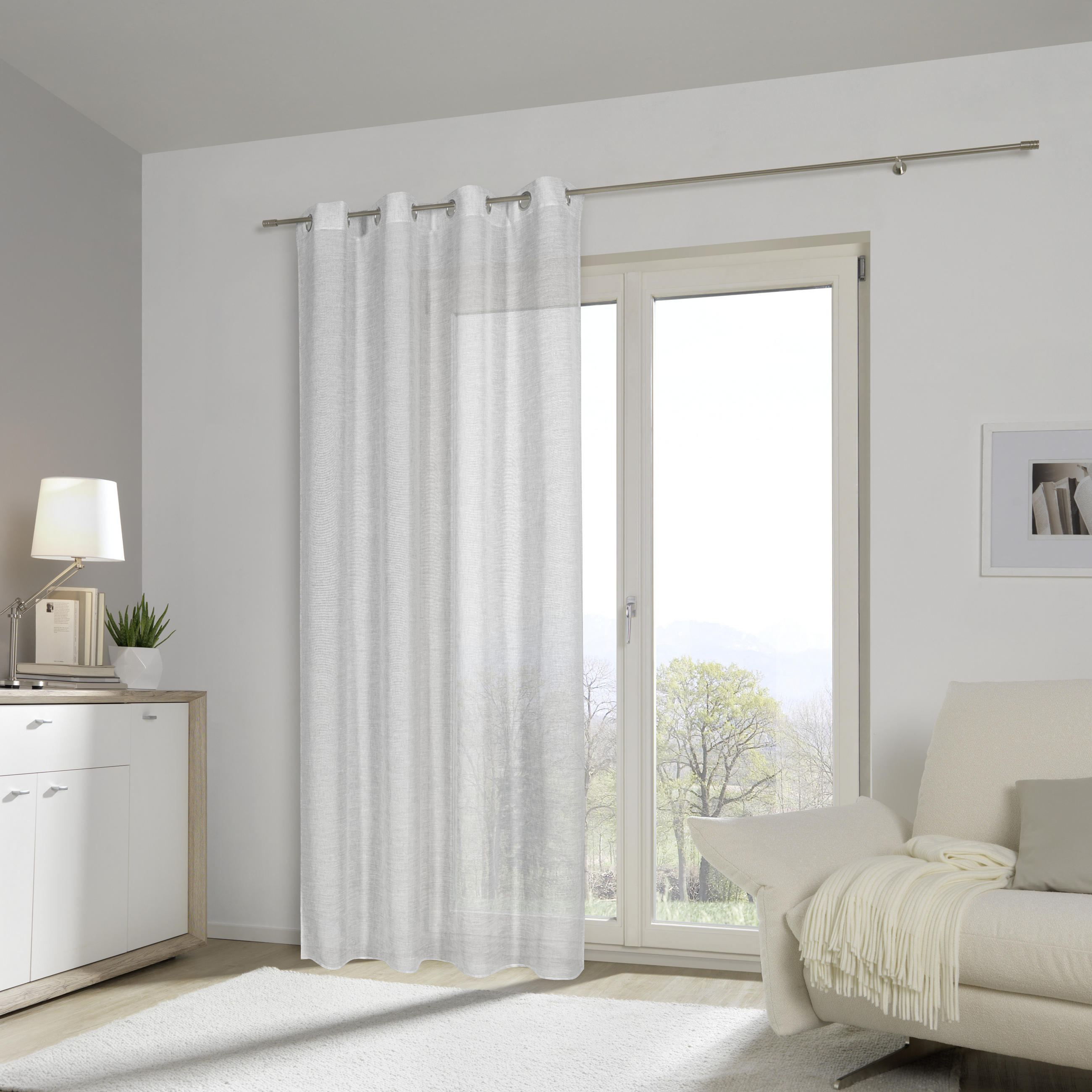 ZAVJESA S RINGOVIMA siva 140/245 cm   - siva, Konvencionalno, tekstil (140/245cm) - Esposa