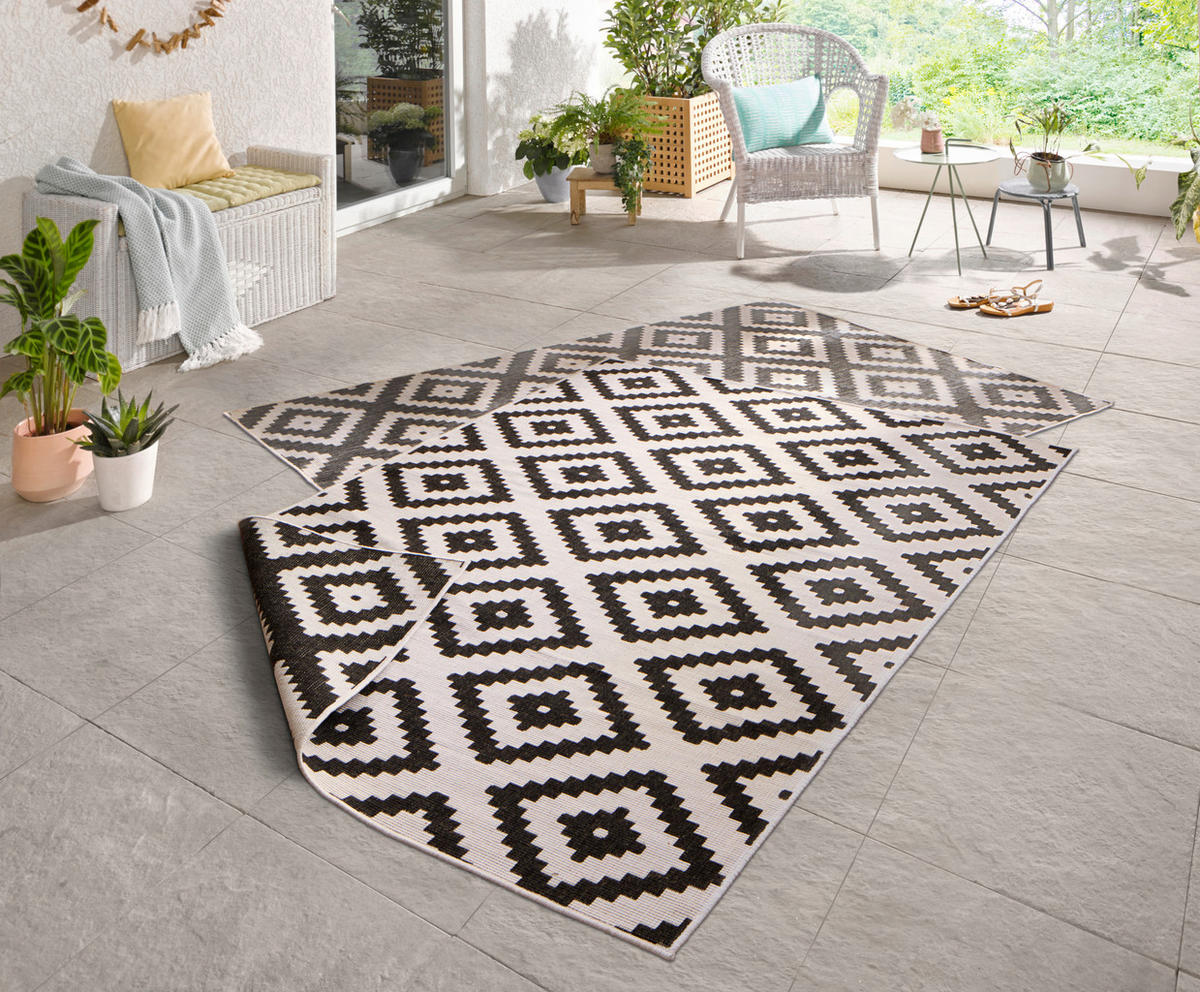 OUTDOORTEPPICH 80/150 cm Twin Creme, Schwarz  - Creme/Schwarz, Basics, Kunststoff (80/150cm) - Novel