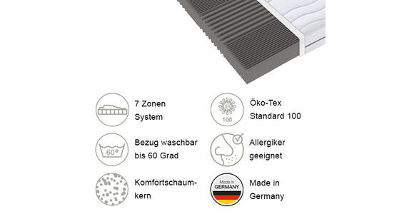 KOMFORTSCHAUMMATRATZE Höhe ca. 18 cm  - Weiß, Basics, Textil (180/200cm) - Xora