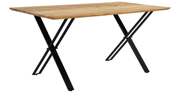 ESSTISCH in Holz, Metall 160/85/76 cm   - Schwarz/Akaziefarben, LIFESTYLE, Holz/Metall (160/85/76cm) - Linea Natura