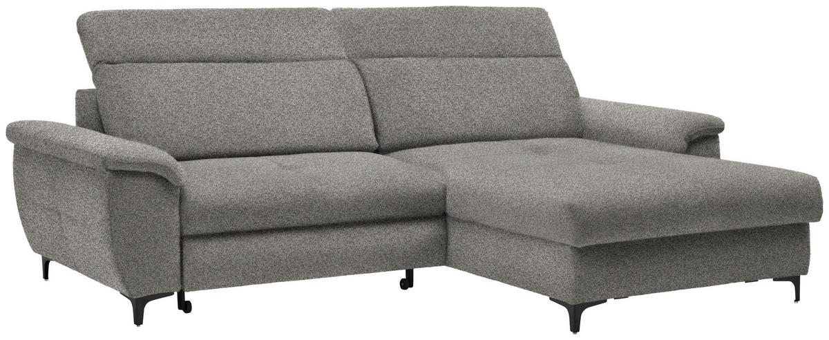 ECKSOFA in Chenille Graubraun  - Graubraun/Schwarz, Design, Textil/Metall (185/256cm) - Stylife