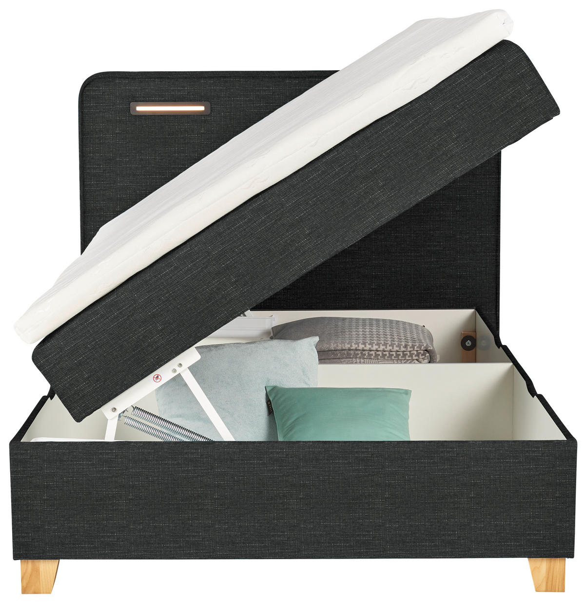BOXBETT 120/200 cm  in Anthrazit  - Anthrazit, Konventionell, Holz/Textil (120/200cm) - Moderano