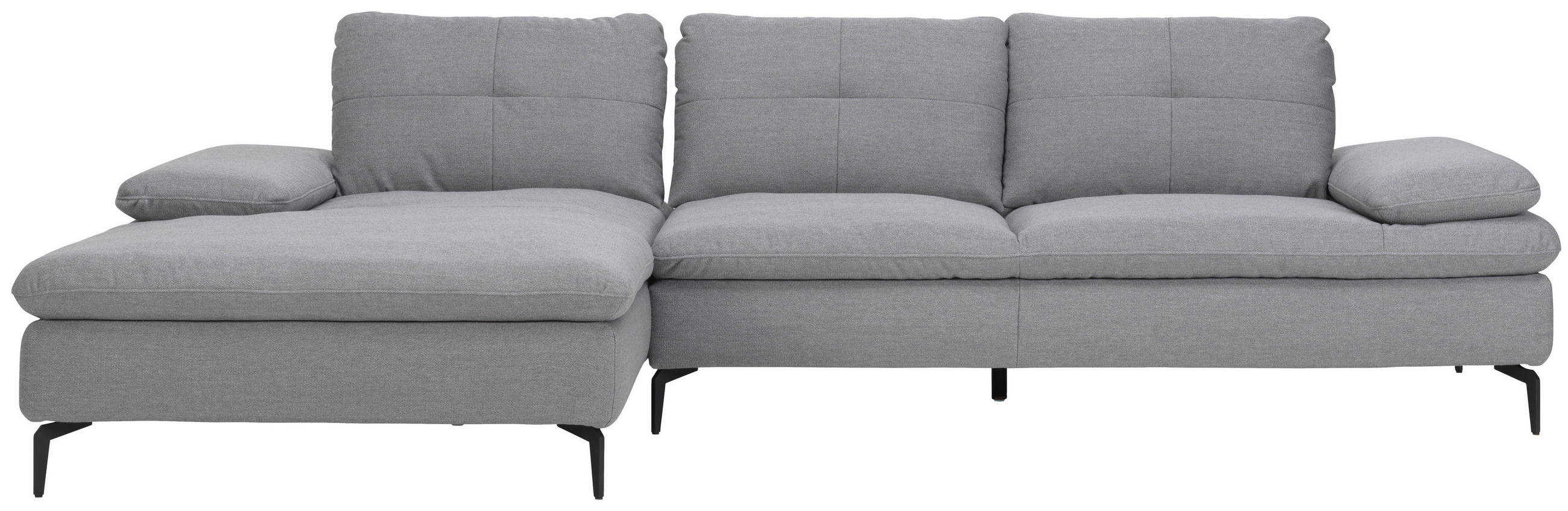 ECKSOFA in Webstoff Hellgrau  - Hellgrau/Schwarz, Design, Textil/Metall (179/301cm) - Chilliano