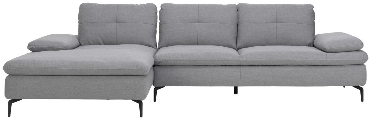 ECKSOFA in Webstoff Hellgrau  - Hellgrau/Schwarz, Design, Textil/Metall (179/301cm) - Chilliano