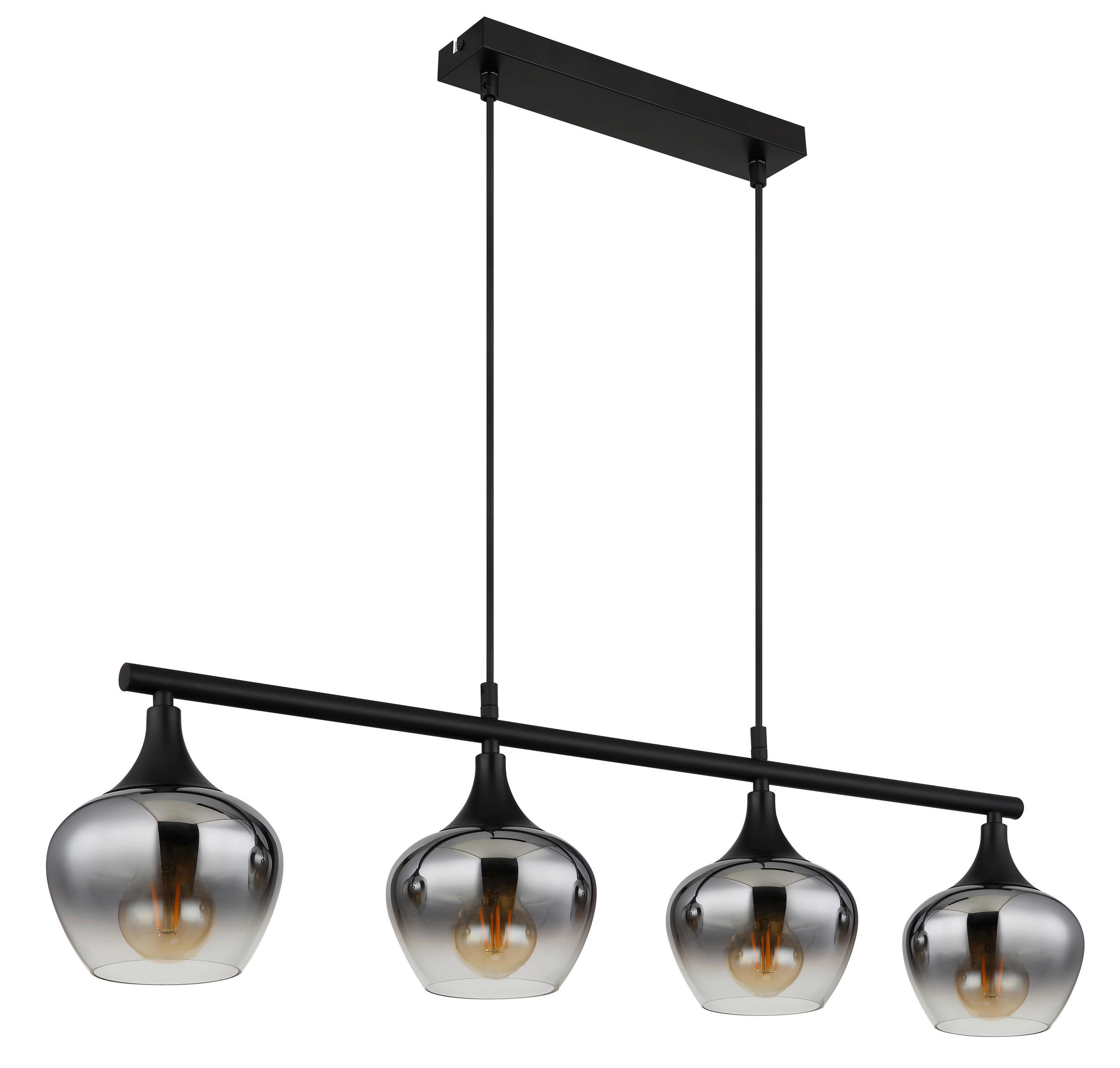 HÄNGELEUCHTE 90/15/120 cm    - Schwarz, Basics, Glas/Textil (90/15/120cm) - Globo