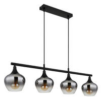 HÄNGELEUCHTE 90/15/120 cm    - Schwarz, Basics, Glas/Textil (90/15/120cm) - Globo