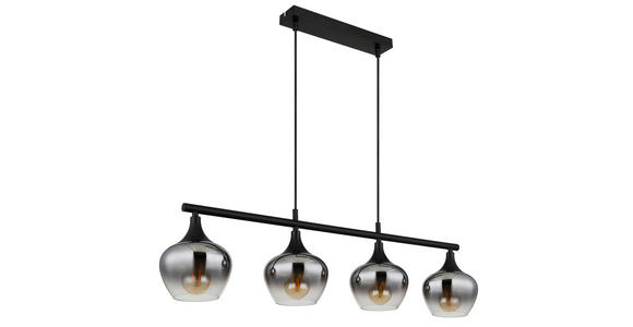 HÄNGELEUCHTE 90/15/120 cm  - Schwarz, MODERN, Glas/Metall (90/15/120cm) - Novel