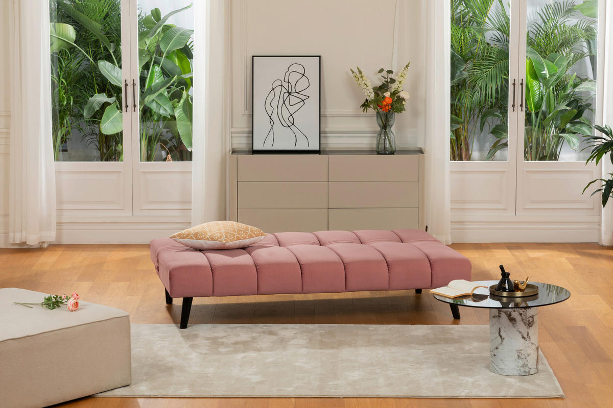 JUGEND- UND KINDERSOFA Flanell Altrosa  - Schwarz/Altrosa, MODERN, Holz/Textil (180/81/93cm) - P & B