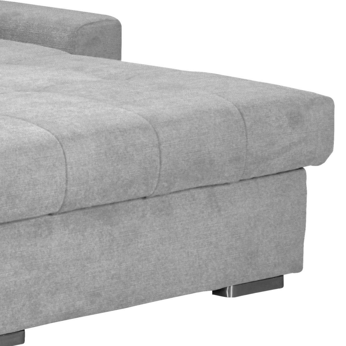ECKSOFA in Mikrofaser Hellgrau  - Silberfarben/Hellgrau, Modern, Holz/Textil (293/164cm) - MID.YOU