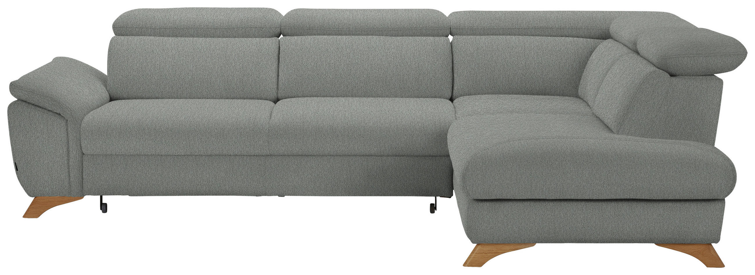 ECKSOFA MERCURY Silberfarben Chenille  - Eichefarben/Silberfarben, MODERN, Holz/Textil (287/212cm) - Valnatura