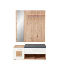 PREDSOBA bela, hrast artisan - bela/hrast artisan, Moderno, leseni material (126/193/38cm) - Carryhome