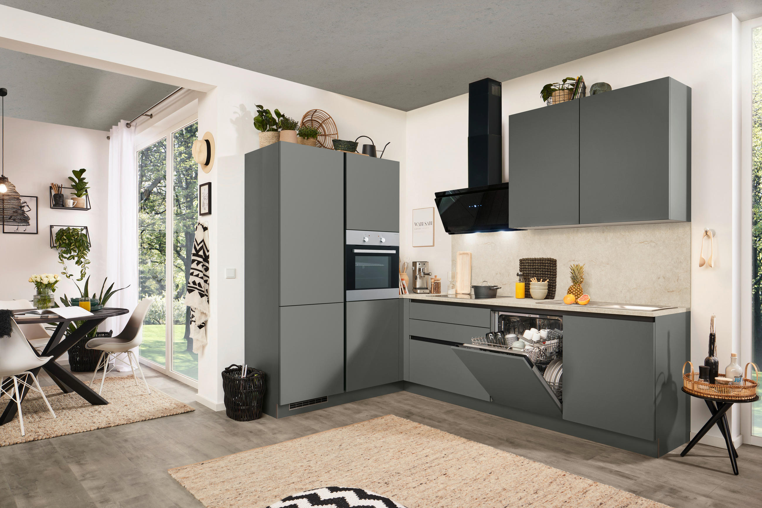 ECKKÜCHE 183/276 cm  in Anthrazit  - Anthrazit, Basics, Holzwerkstoff (183/276cm) - Welnova