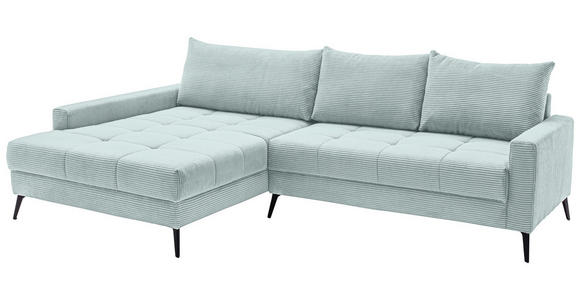 ECKSOFA  in Cord Blaugrau  173/280 cm  - Blaugrau/Schwarz, KONVENTIONELL, Textil/Metall (173/280cm) - Hom`in