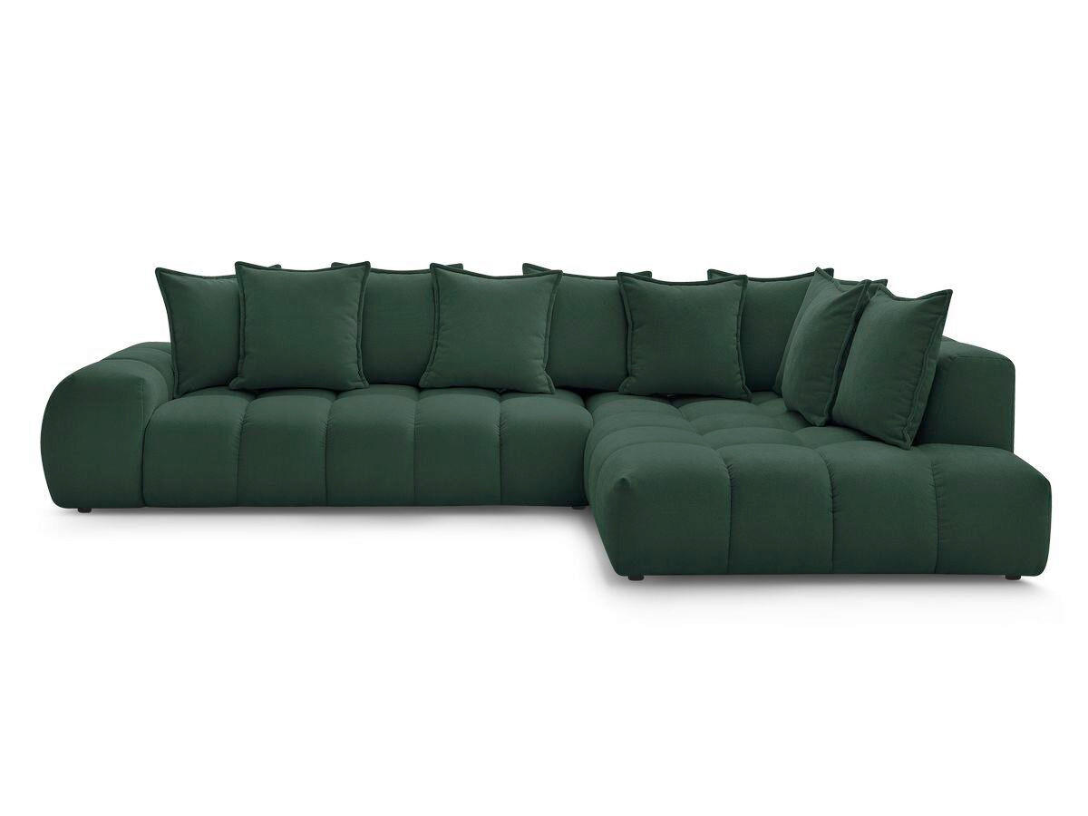 ECKSOFA Ottomane rechts  EVEREST Grün Struktur  - Schwarz/Grün, MODERN, Kunststoff/Textil (352/210cm)