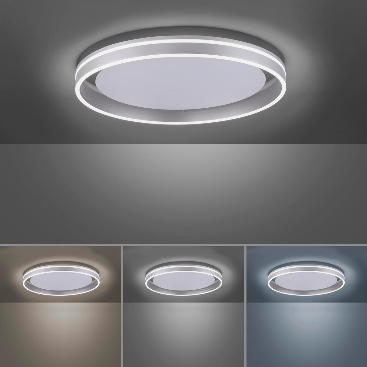 STROPNÍ LED SVÍTIDLO, 59/59 cm  - barvy stříbra, Design, kov/plast (59/59cm)