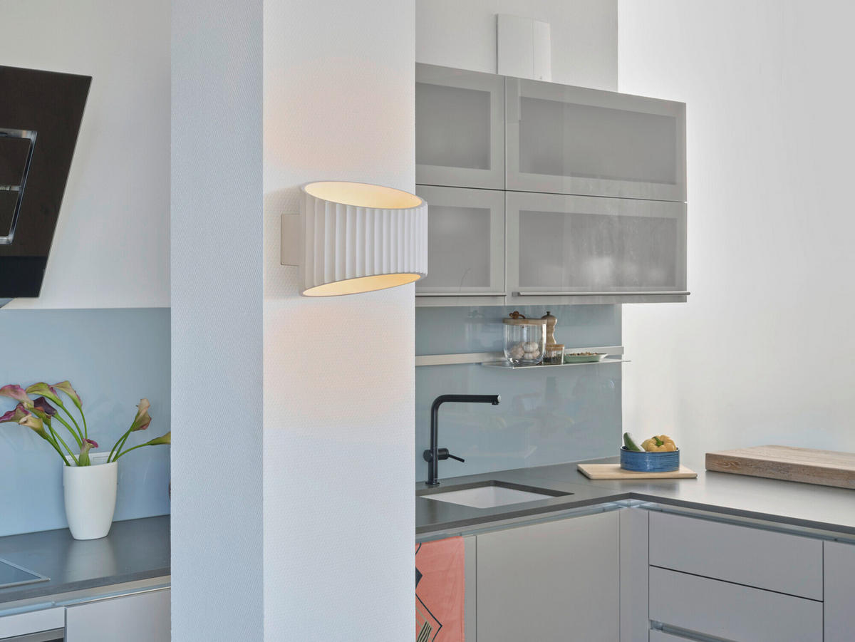 WANDLEUCHTE 25.5/14.3/18 cm   - Weiß, Basics, Stein (25.5/14.3/18cm) - Osram