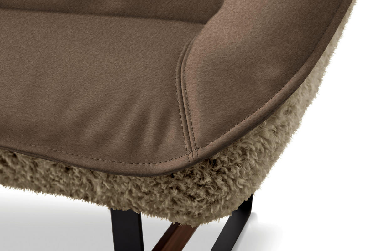 SITZBANK Textil, Leder Blaugrau  - Blaugrau/Schwarz, Design, Leder/Holz (229/88/80cm) - Koinor