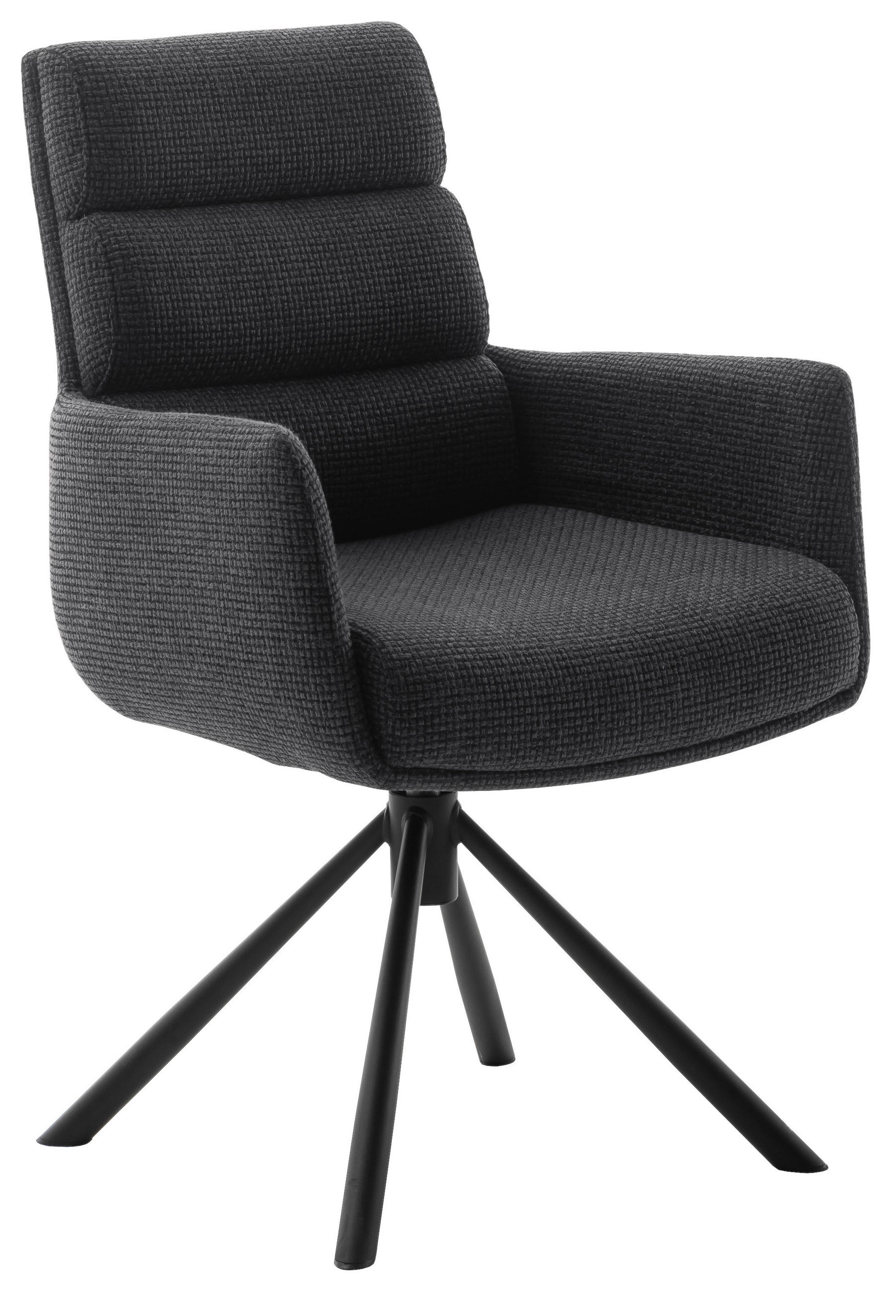 ARMLEHNSTUHL  Stoffauswahl, Typenauswahl, Sitzfläche 360° drehbar, Gestellauswahl Webstoff  Anthrazit, Schwarz  - Anthrazit/Schwarz, Design, Textil/Metall (61/90/64cm) - Dieter Knoll