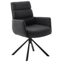 ARMLEHNSTUHL  Stoffauswahl, Typenauswahl, Sitzfläche 360° drehbar, Gestellauswahl Webstoff  Anthrazit, Schwarz  - Anthrazit/Schwarz, Design, Textil/Metall (61/90/64cm) - Dieter Knoll