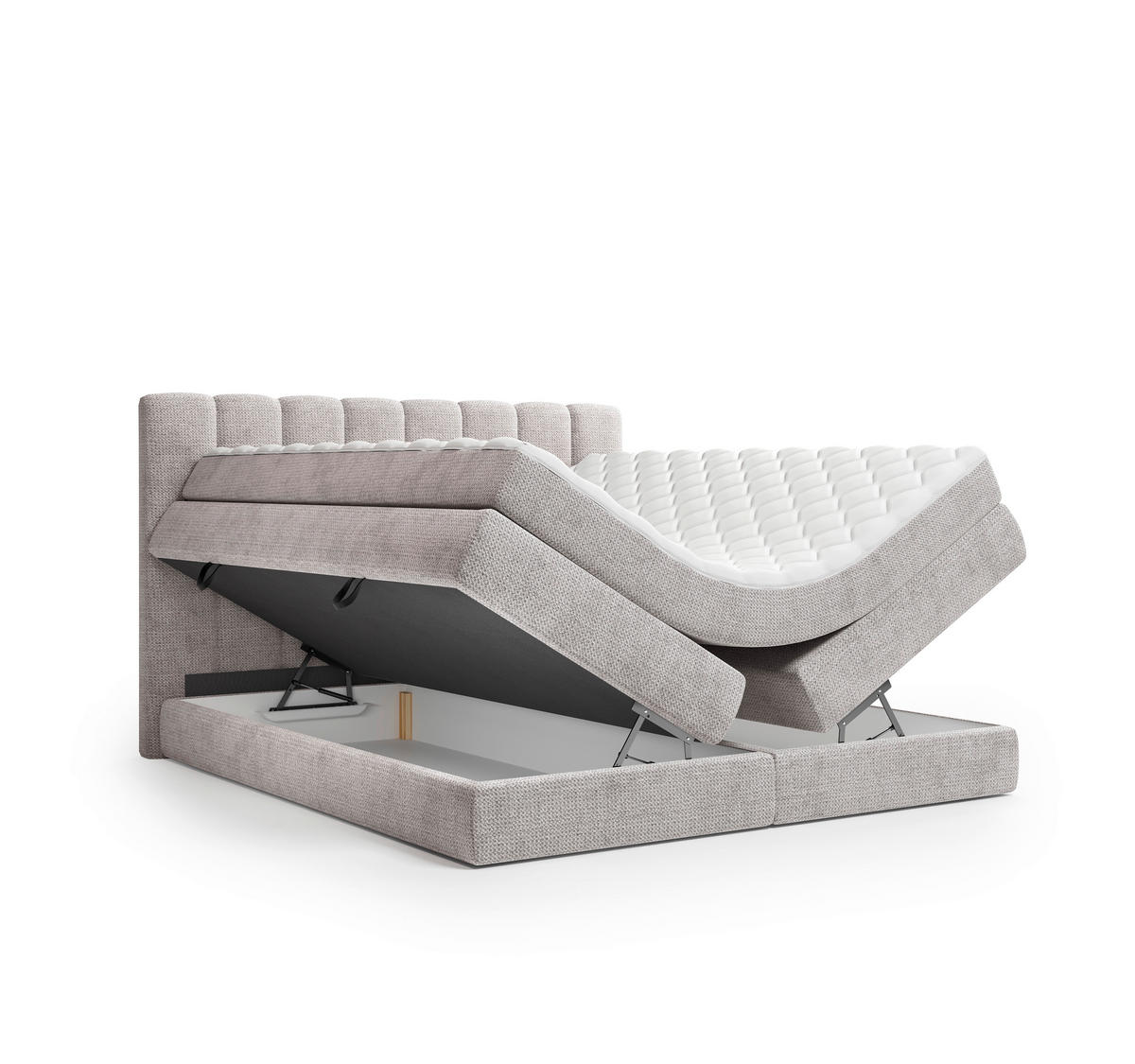BOXSPRINGBETT 140/200 cm,  in Kaschmir, Bettkasten, Matratzen, H3 + H4 = fest + sehr fest  - Kaschmir/Schwarz, KONVENTIONELL, Kunststoff/Textil (140/200cm) - Carryhome