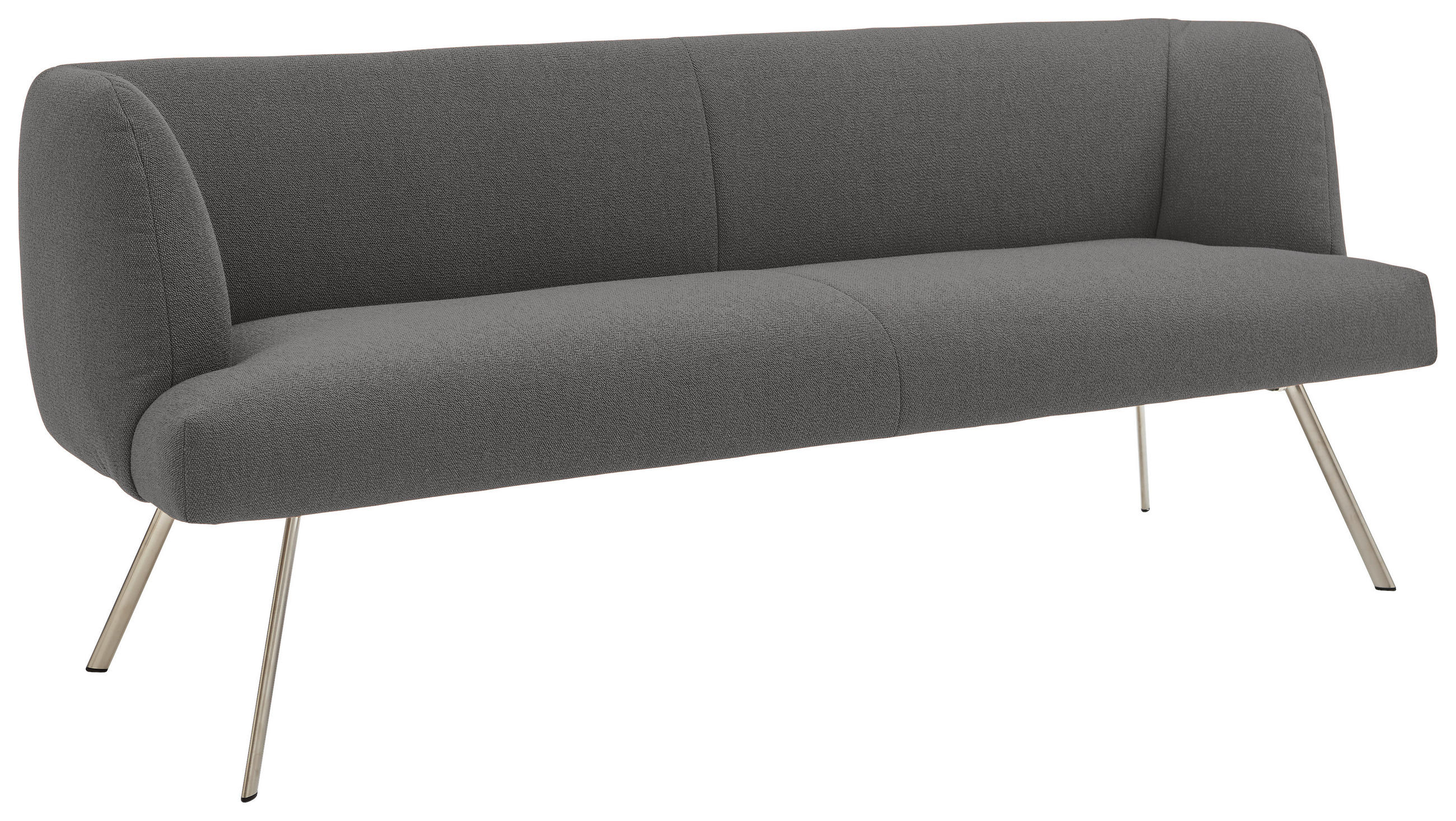 SITZBANK 230/87/64 cm  in Edelstahlfarben, Hellgrau  - Edelstahlfarben/Hellgrau, Design, Textil/Metall (230/87/64cm) - Venjakob