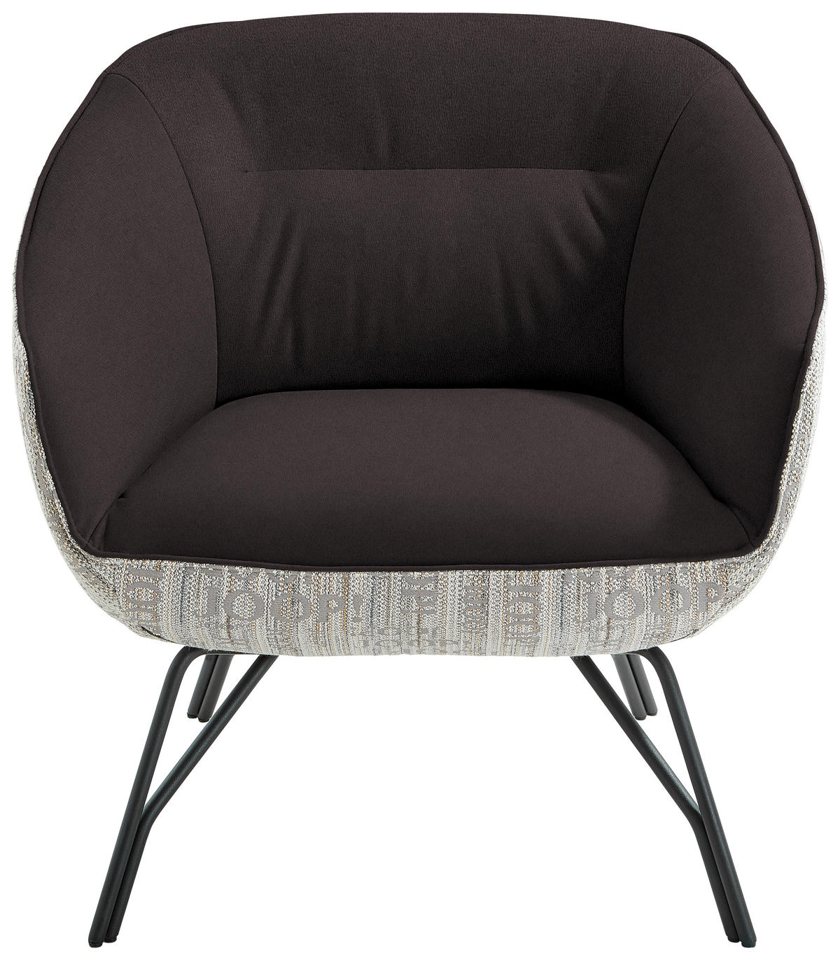 COCKTAILSESSEL - Anthrazit/Dunkelbraun, Design, Leder/Textil (76/80/73cm) - Joop!