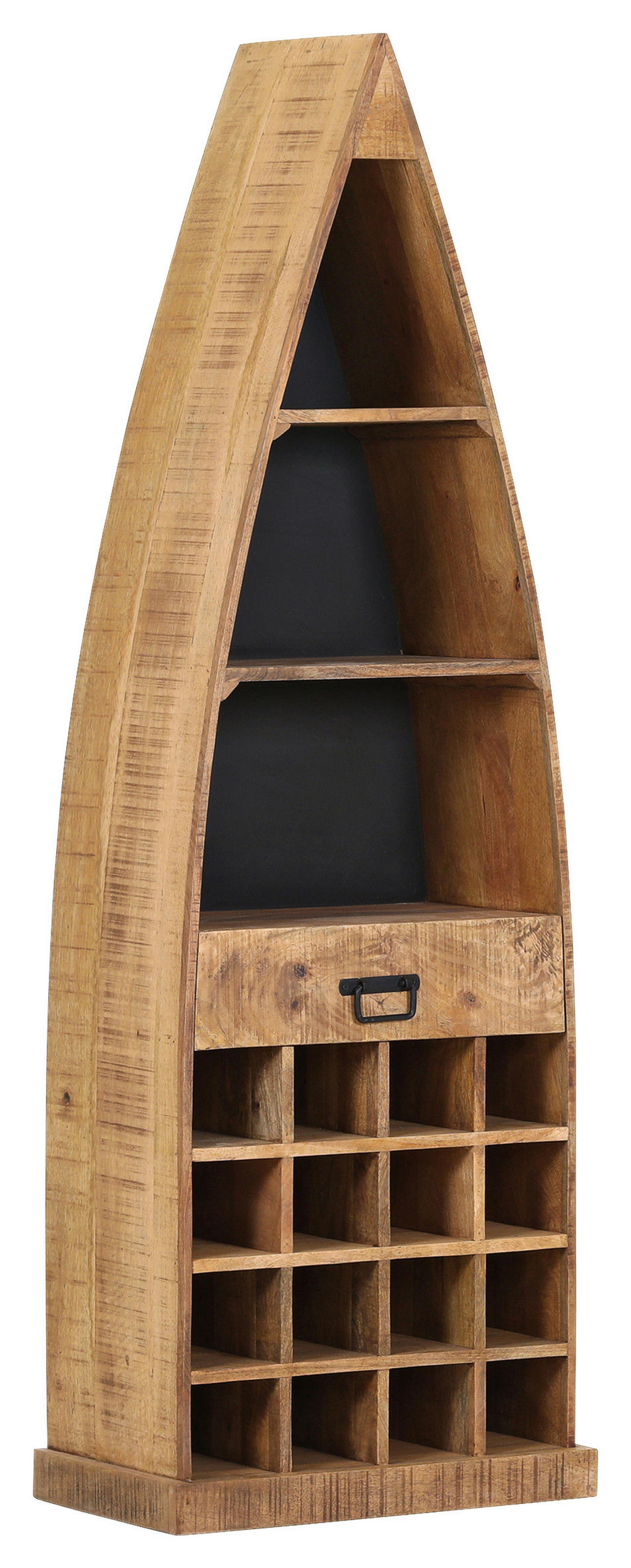 BOOTSREGAL Mangoholz massiv Naturfarben, Schwarz  - Schwarz/Naturfarben, LIFESTYLE, Holz/Holzwerkstoff (60/182/36cm) - Landscape