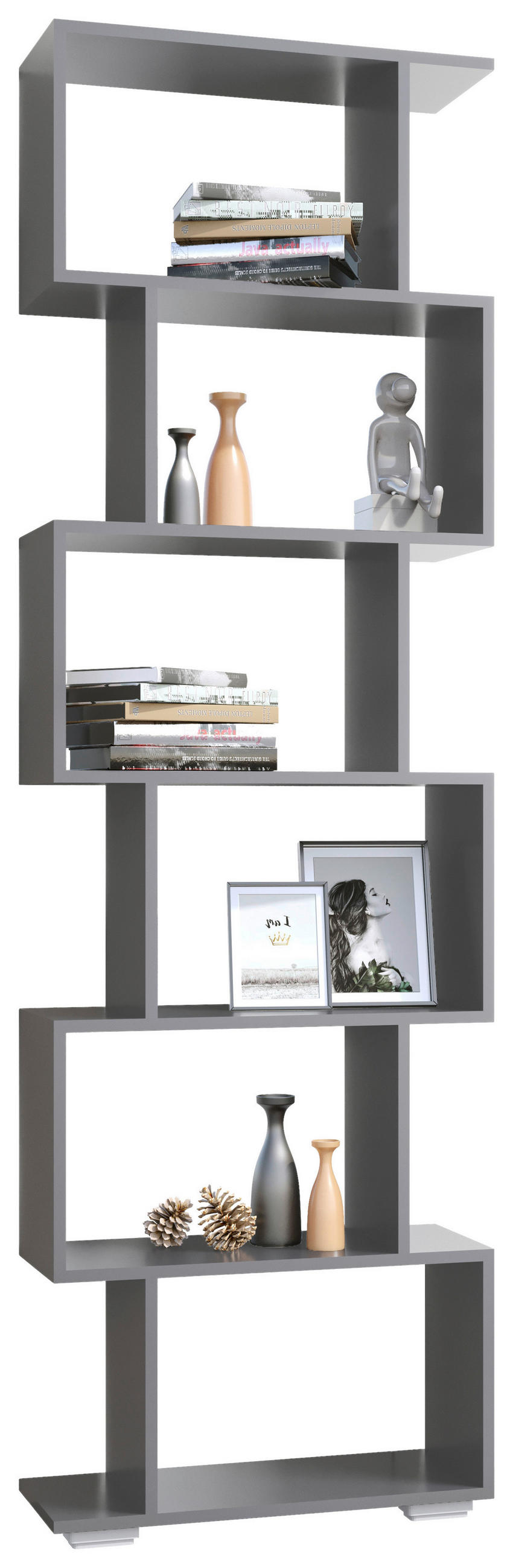 REGAL  60/196/24 cm Anthrazit  - Anthrazit/Silberfarben, Design, Holzwerkstoff/Kunststoff (60/196/24cm) - MID.YOU
