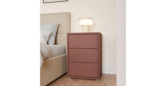 NACHTSCHRANK 50/69/42 cm  - Silberfarben/Terracotta, Trend, Holzwerkstoff/Kunststoff (50/69/42cm) - Carryhome
