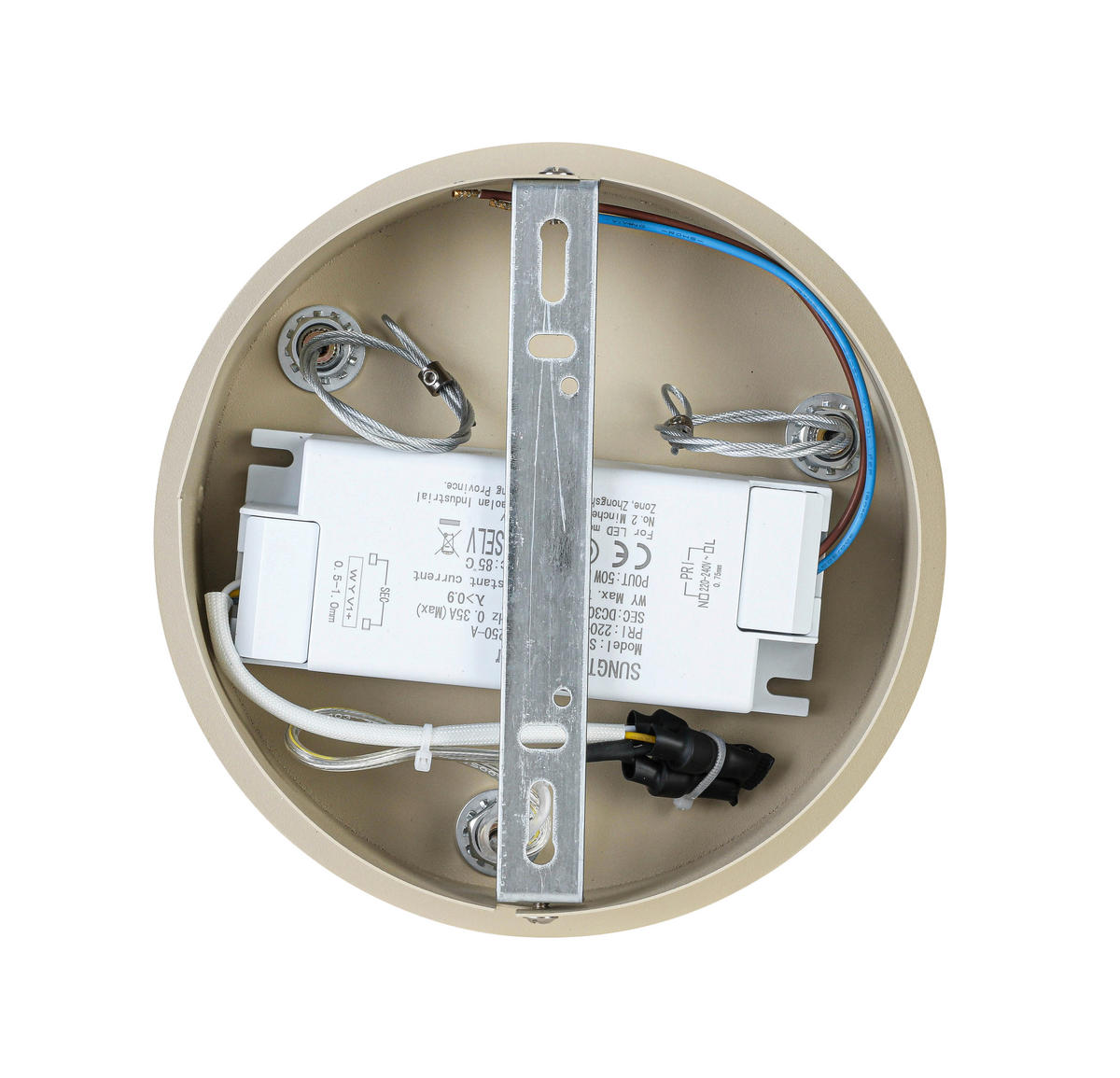 LED LUSTER  50/130 cm      - bela/boja peska, Trendi, metal/plastika (50/130cm) - Novel